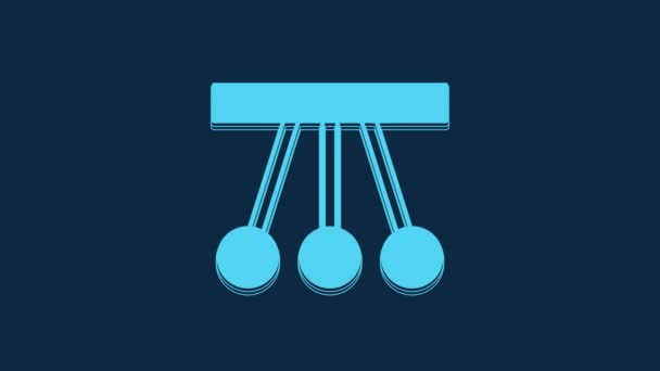 Blue Pendulum Icon Isolated Blue Background Newtons Cradle Video Motion — Vídeo de stock