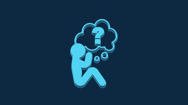 Blue Human Head Question Mark Icon Isolated Blue Background Video — 비디오