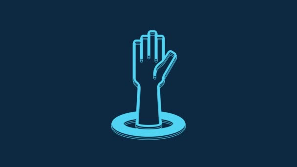 Голубая Иконка Помогающая Рука Выделена Синем Фоне Видеографическая Анимация — стоковое видео