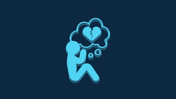 Blue Broken Heart Divorce Icon Isolated Blue Background Love Symbol — Vídeos de Stock