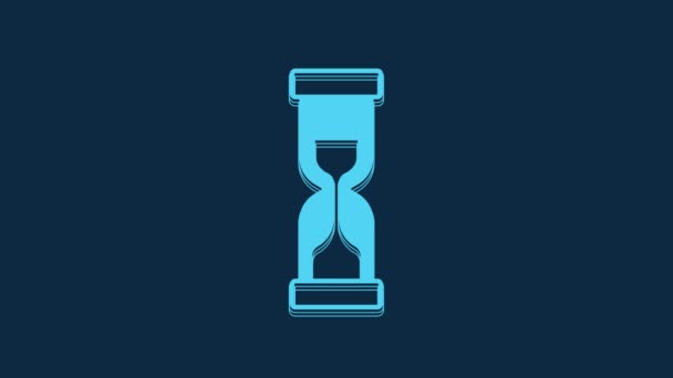 Blue Old Hourglass Flowing Sand Icon Isolated Blue Background Sand — Vídeo de Stock