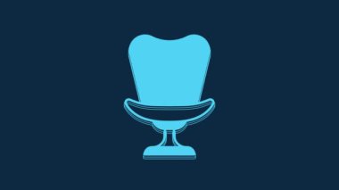 Blue Armchair icon isolated on blue background. 4K Video motion graphic animation.