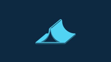 Blue Skate park icon isolated on blue background. Set of ramp, roller, stairs for a skatepark. Extreme sport. 4K Video motion graphic animation.