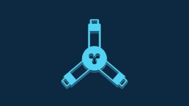 Mavi Kaykay Y - aracı simgesi mavi arkaplanda izole edildi. 4K Video hareketli grafik canlandırması.