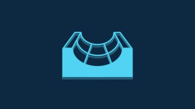 Blue Skate park icon isolated on blue background. Set of ramp, roller, stairs for a skatepark. Extreme sport. 4K Video motion graphic animation.