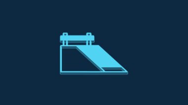 Blue Skate park icon isolated on blue background. Set of ramp, roller, stairs for a skatepark. Extreme sport. 4K Video motion graphic animation.