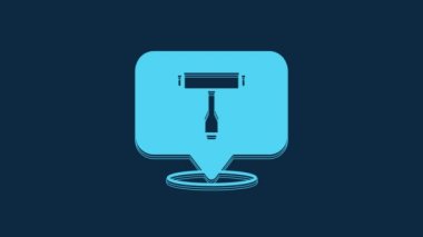 Mavi çok işlevli taşınabilir kaykay, uzun tahta ve elektrikli kaykay için mavi arkaplanda izole edilmiş taşınabilir kaykay aracı. 4K Video hareketli grafik canlandırması.