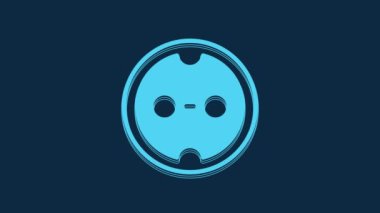 Blue Electrical outlet icon isolated on blue background. Power socket. Rosette symbol. 4K Video motion graphic animation.