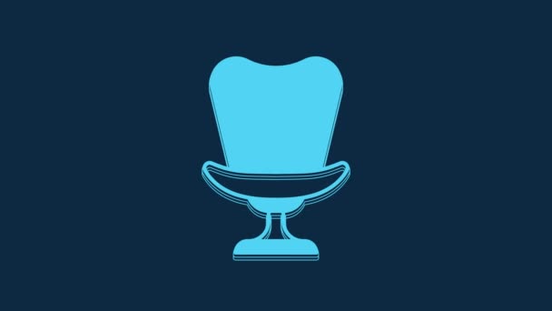 蓝色扶手椅图标隔离在蓝色背景 4K视频运动图形动画 — 图库视频影像