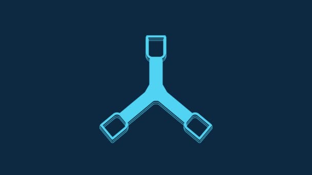 蓝色滑板Y工具图标隔离在蓝色背景 4K视频运动图形动画 — 图库视频影像