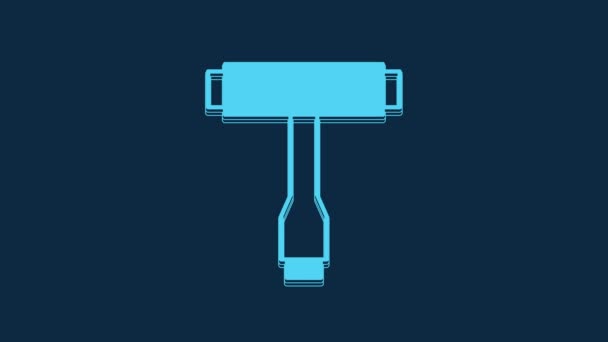 蓝色多功能全功能便携式滑板工具T Tool用于滑板 电动滑板图标隔离蓝色背景 4K视频运动图形动画 — 图库视频影像
