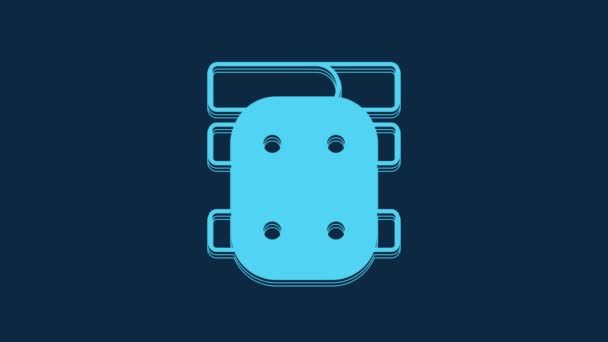 Blue Knee Pads Icon Isolated Blue Background Extreme Sport Skateboarding — Stock Video