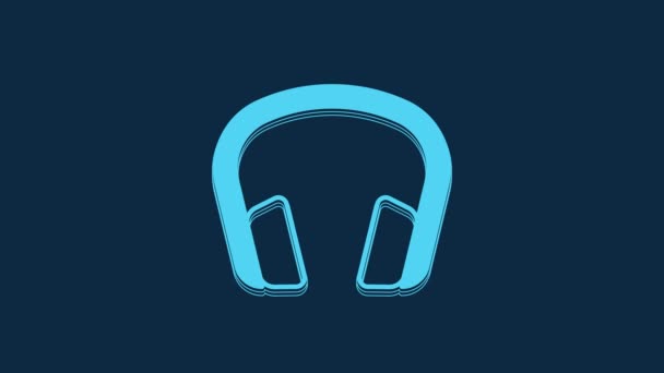 Blue Headphones Icon Isolated Blue Background Earphones Concept Listening Music — Stock video