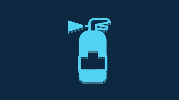 Ícone Extintor Incêndio Azul Isolado Fundo Azul Animação Gráfica Movimento — Vídeo de Stock