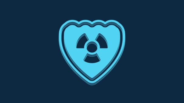 Blue Radioactive Shield Icon Isolated Blue Background Radioactive Toxic Symbol — 图库视频影像