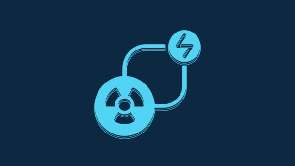 Icône Bleue Énergie Échange Radioactif Isolée Sur Fond Bleu Symbole — Video