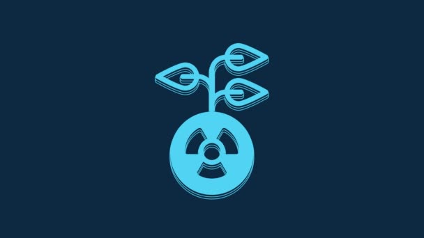 Blue Radioactive Icon Isolated Blue Background Radioactive Toxic Symbol Radiation — Video Stock