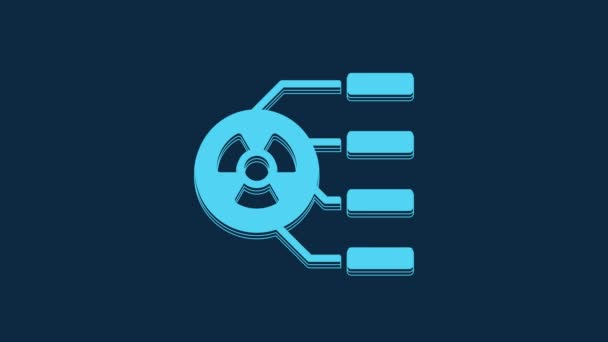 Blue Radioactive Icon Isolated Blue Background Radioactive Toxic Symbol Radiation — Vídeo de stock