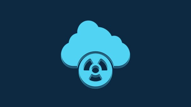 Icono Lluvia Ácida Azul Nube Radiactiva Aislado Sobre Fondo Azul — Vídeos de Stock