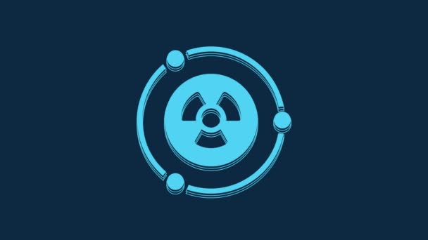 Синий Значок Радиоактивный Синем Фоне Радиоактивный Токсичный Символ Знак Радиационной — стоковое видео