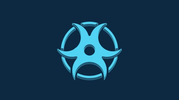 Blue Biohazard Symbol Icon Isolated Blue Background Video Motion Graphic — 图库视频影像