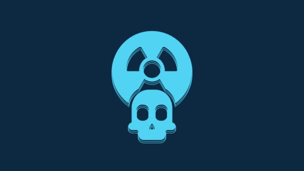 Blue Radioactive Icon Isolated Blue Background Radioactive Toxic Symbol Radiation — 비디오