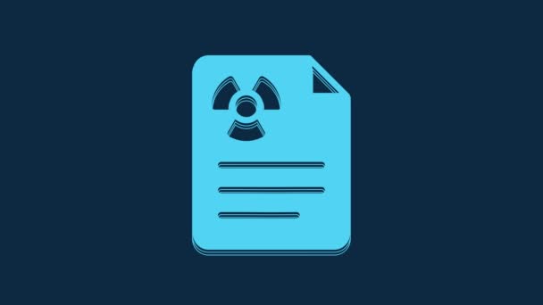 Blue Radiation Warning Document Icon Isolated Blue Background Text File — Stock video