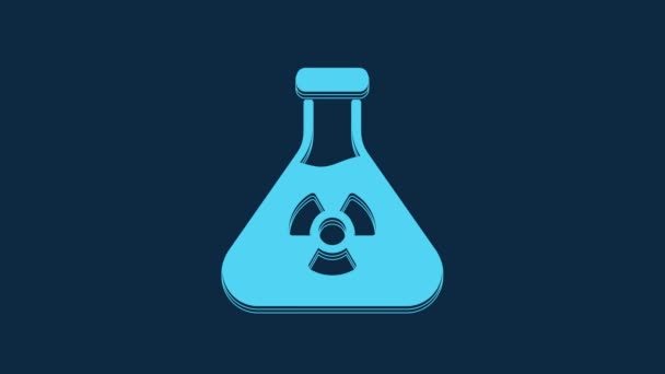 Blue Laboratory Chemical Beaker Toxic Liquid Icon Isolated Blue Background — Stockvideo