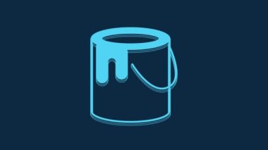 Blue Paint bucket icon isolated on blue background. 4K Video motion graphic animation.