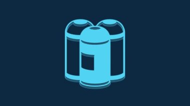 Blue Paint spray can icon isolated on blue background. 4K Video motion graphic animation.