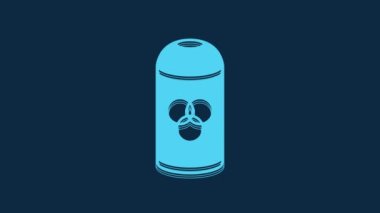 Blue Paint spray can icon isolated on blue background. 4K Video motion graphic animation.