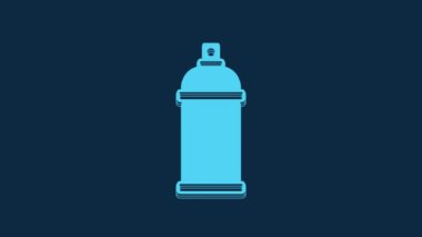 Blue Paint spray can icon isolated on blue background. 4K Video motion graphic animation.