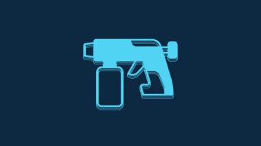 Blue Paint spray gun icon isolated on blue background. 4K Video motion graphic animation.