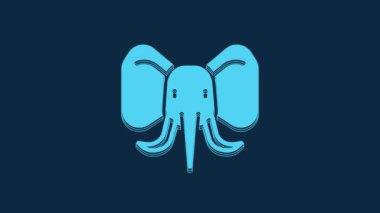 Mavi Fil simgesi mavi arkaplanda izole edildi. 4K Video hareketli grafik canlandırması.