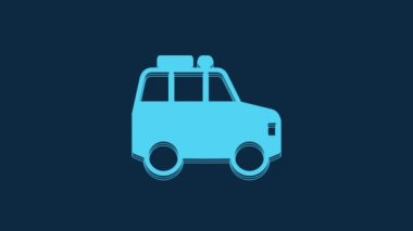 Blue Car icon isolated on blue background. 4K Video motion graphic animation.