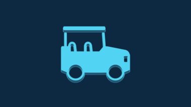 Mavi Safari araba simgesi mavi arkaplanda izole edildi. 4K Video hareketli grafik canlandırması.