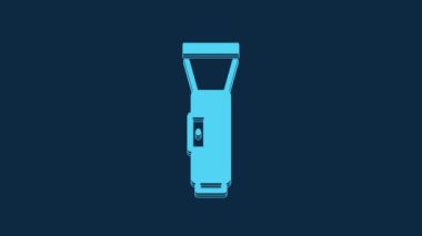 Blue Flashlight icon isolated on blue background. 4K Video motion graphic animation.