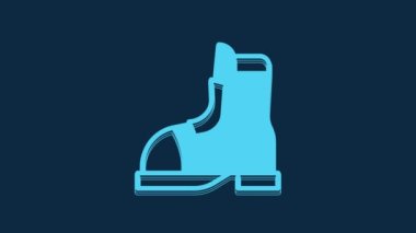 Blue Hunter boots icon isolated on blue background. 4K Video motion graphic animation.