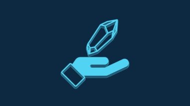 Blue Magic stone icon isolated on blue background. Fantasy crystal. Jewelry gem for game. 4K Video motion graphic animation.
