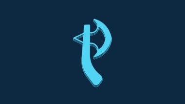 Blue Wooden axe icon isolated on blue background. Lumberjack axe. Happy Halloween party. 4K Video motion graphic animation.