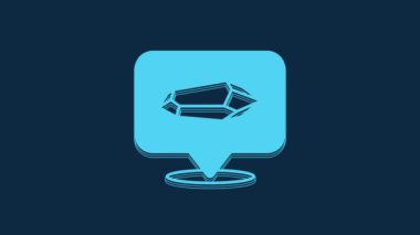 Blue Magic stone icon isolated on blue background. Fantasy crystal. Jewelry gem for game. 4K Video motion graphic animation.