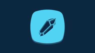 Blue Magic stone icon isolated on blue background. Fantasy crystal. Jewelry gem for game. 4K Video motion graphic animation.