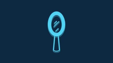 Blue Magic hand mirror icon isolated on blue background. 4K Video motion graphic animation.