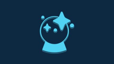 Blue Magic ball icon isolated on blue background. Crystal ball. 4K Video motion graphic animation.