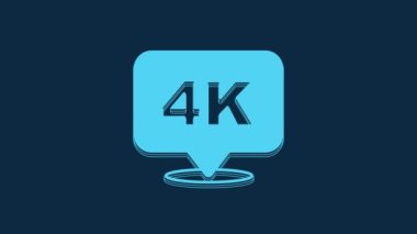 Mavi 4k Ultra HD simgesi mavi arkaplanda izole edildi. 4K Video hareketli grafik canlandırması.