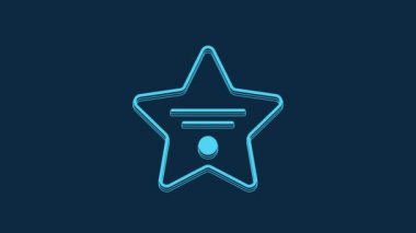 Ünlüler Bulvarı ikonu 'ndaki Blue Walk of Fame yıldızı mavi arka planda izole edilmiş. Hollywood, ünlü kaldırım, bulvar aktörü. 4K Video hareketli grafik canlandırması.