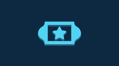 Blue Cinema ticket icon isolated on blue background. 4K Video motion graphic animation.