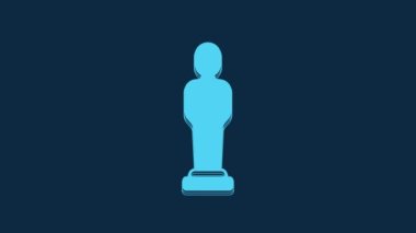 Blue Movie trophy icon isolated on blue background. Academy award icon. Films and cinema symbol. 4K Video motion graphic animation.