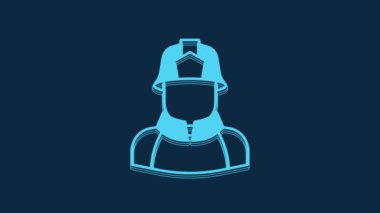 Mavi itfaiye ikonu mavi arka planda izole edildi. 4K Video hareketli grafik canlandırması.