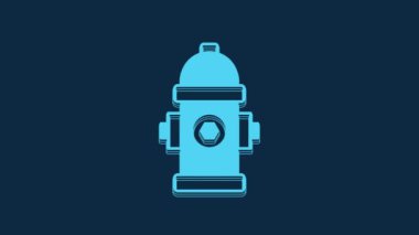 Blue Fire hydrant icon isolated on blue background. 4K Video motion graphic animation.